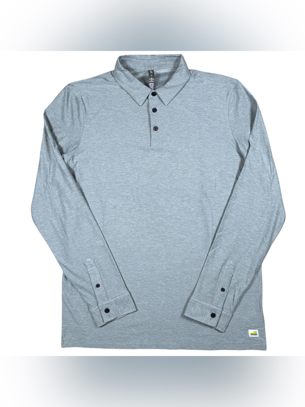 Vuori Long Sleeve Strato Tech Polo Henley Heather Dusty Blue Size Medium NWOT